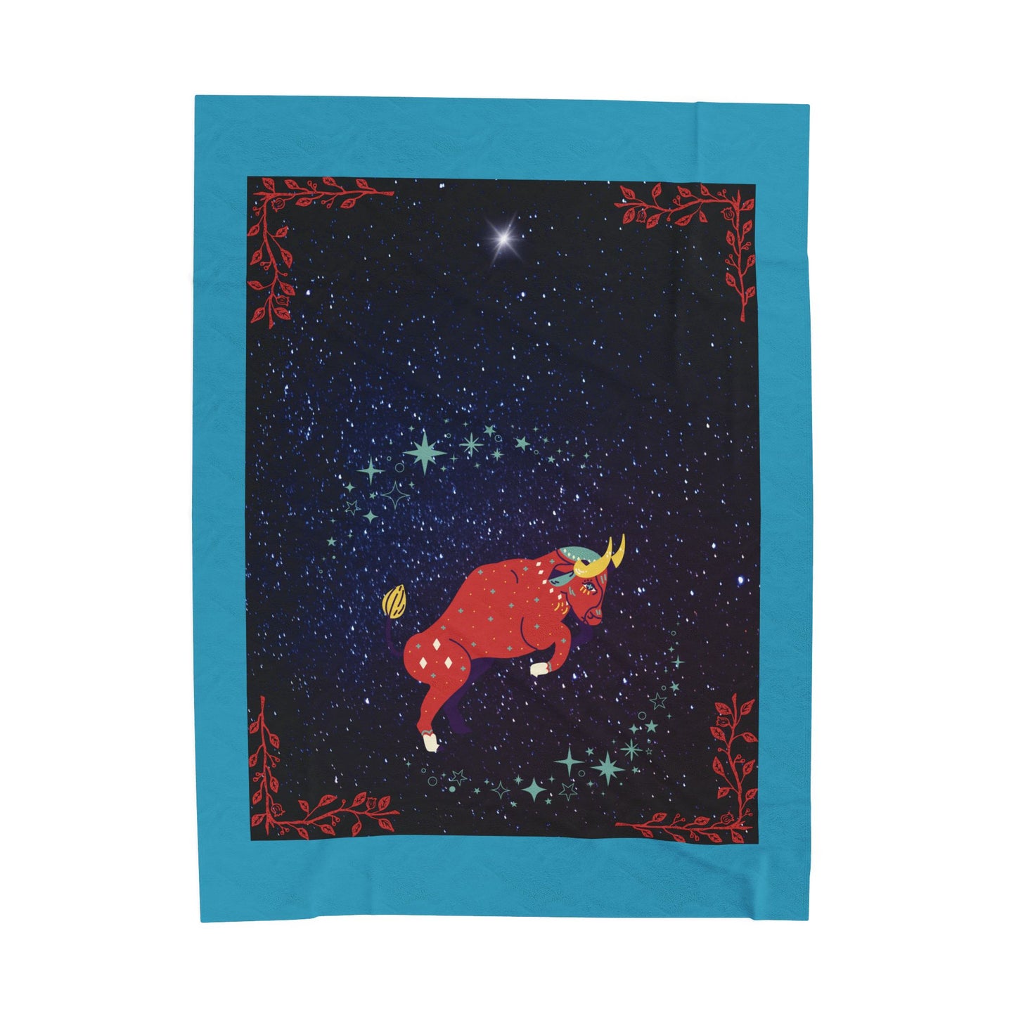 Experience Cosmic Comfort with Bottega KCarroll Collection's Plush Velveteen Zodiac Blankets and Throws Taurus Sign Apr 20- May 20