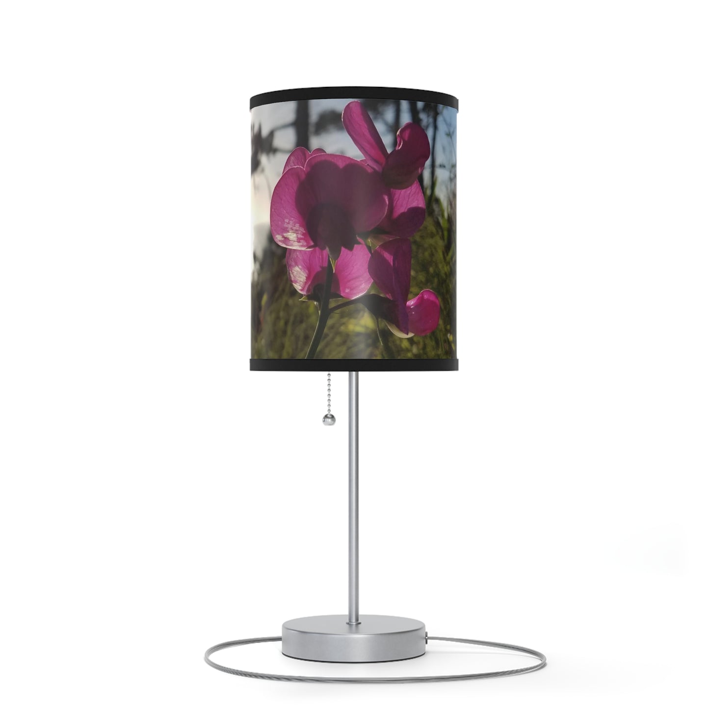 West Coast California, Pacific Ocean Wildflower Sunset, Floral Photography Print Art, Home Decor- Lamp on a Stand, US|CA plug