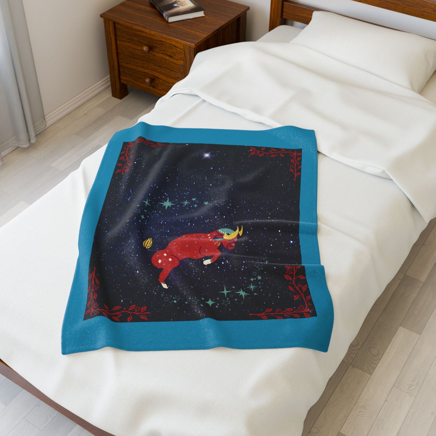Experience Cosmic Comfort with Bottega KCarroll Collection's Plush Velveteen Zodiac Blankets and Throws Taurus Sign Apr 20- May 20