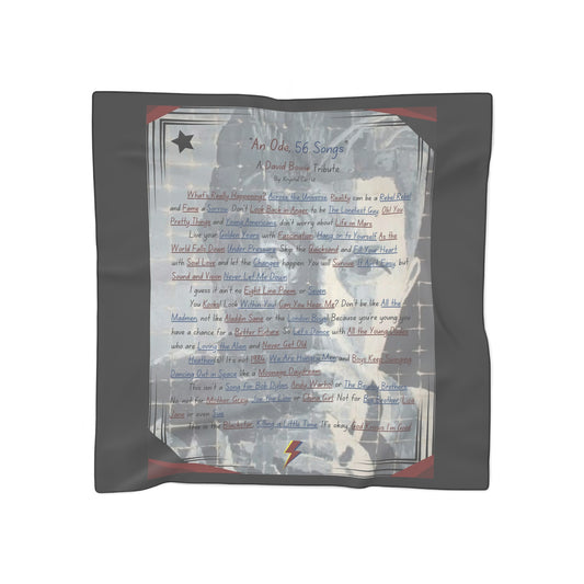 David Bowie Tribute Scarf, 'An Ode 56 Songs' Fan Art, Poly-Chiffon & Poly-Voile Scarf, Gift for Bowie Music Lover,