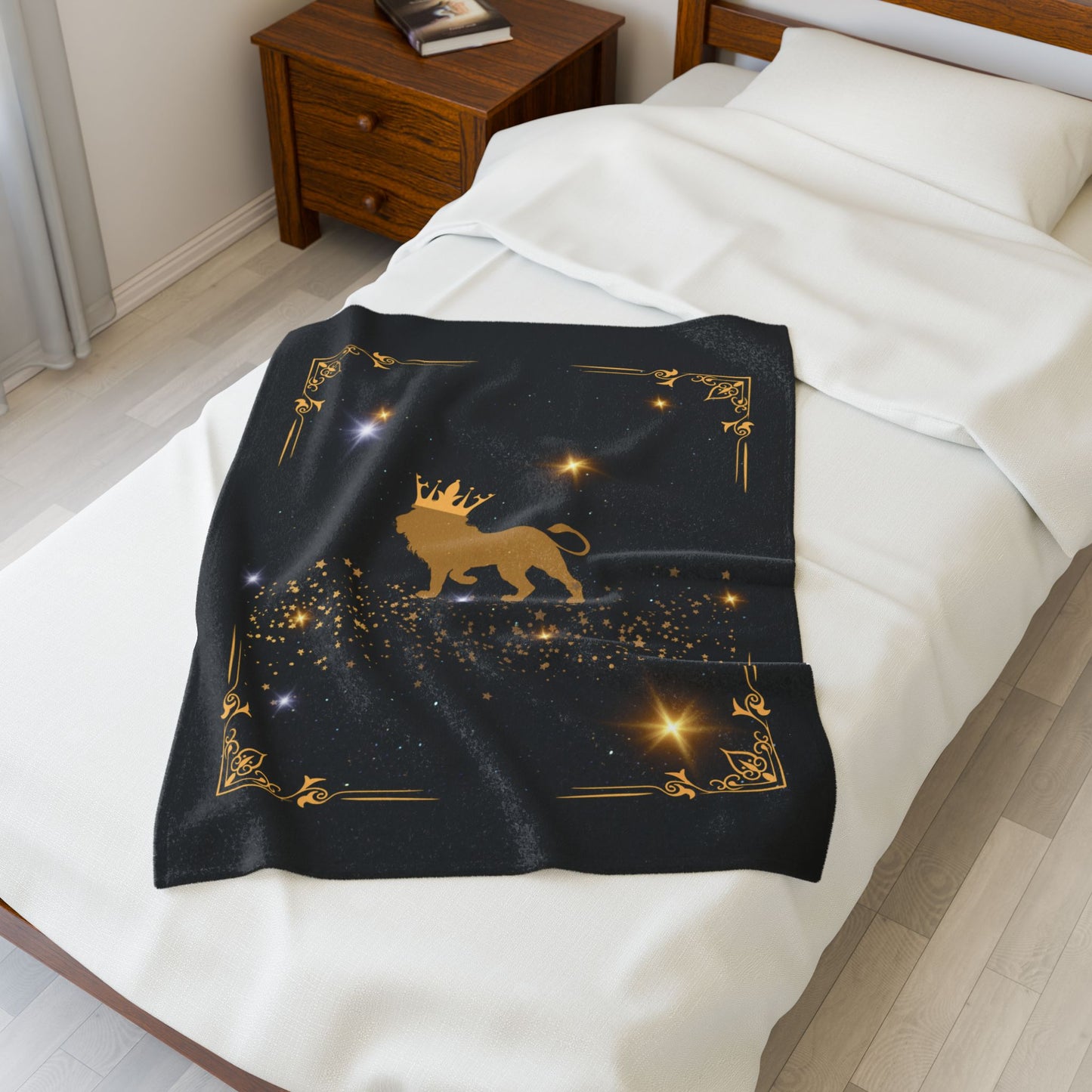 Experience Cosmic Comfort with Bottega KCarroll Collection's Plush Velveteen Zodiac Blankets and Throws Leo Sign Jul 23- Aug 22