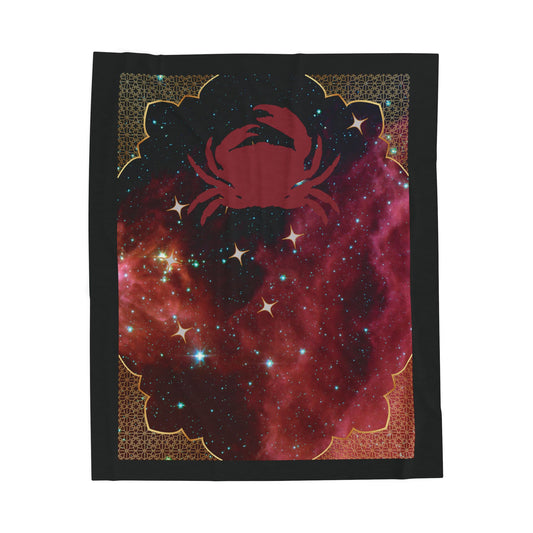 Experience Cosmic Comfort with Bottega KCarroll Collection's Plush Velveteen Zodiac Blankets and Throws Cancer Sign Jun 21- Jul 22