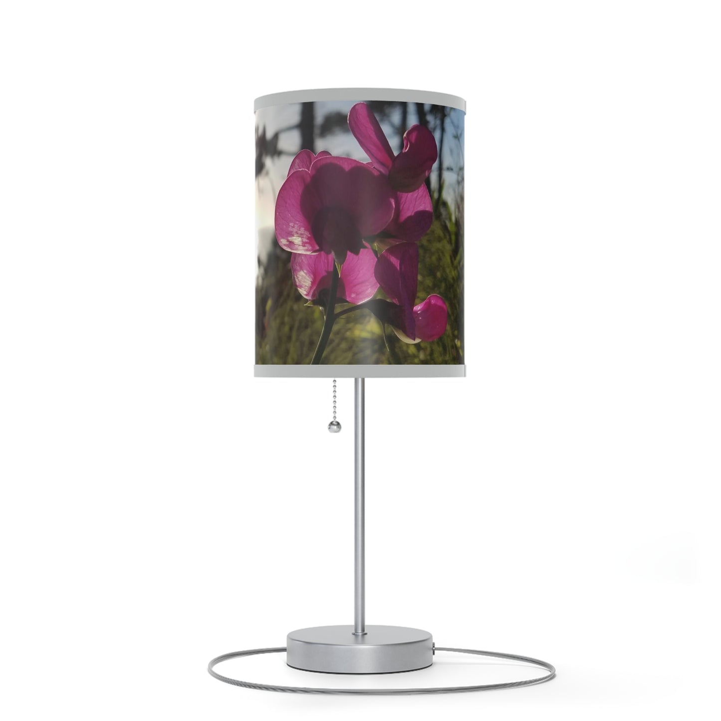 West Coast California, Pacific Ocean Wildflower Sunset, Floral Photography Print Art, Home Decor- Lamp on a Stand, US|CA plug