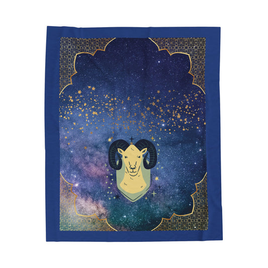 Experience Cosmic Comfort with Bottega KCarroll Collection's Plush Velveteen Zodiac Blankets and Throws Aries Sign Mar 21- Apr 19