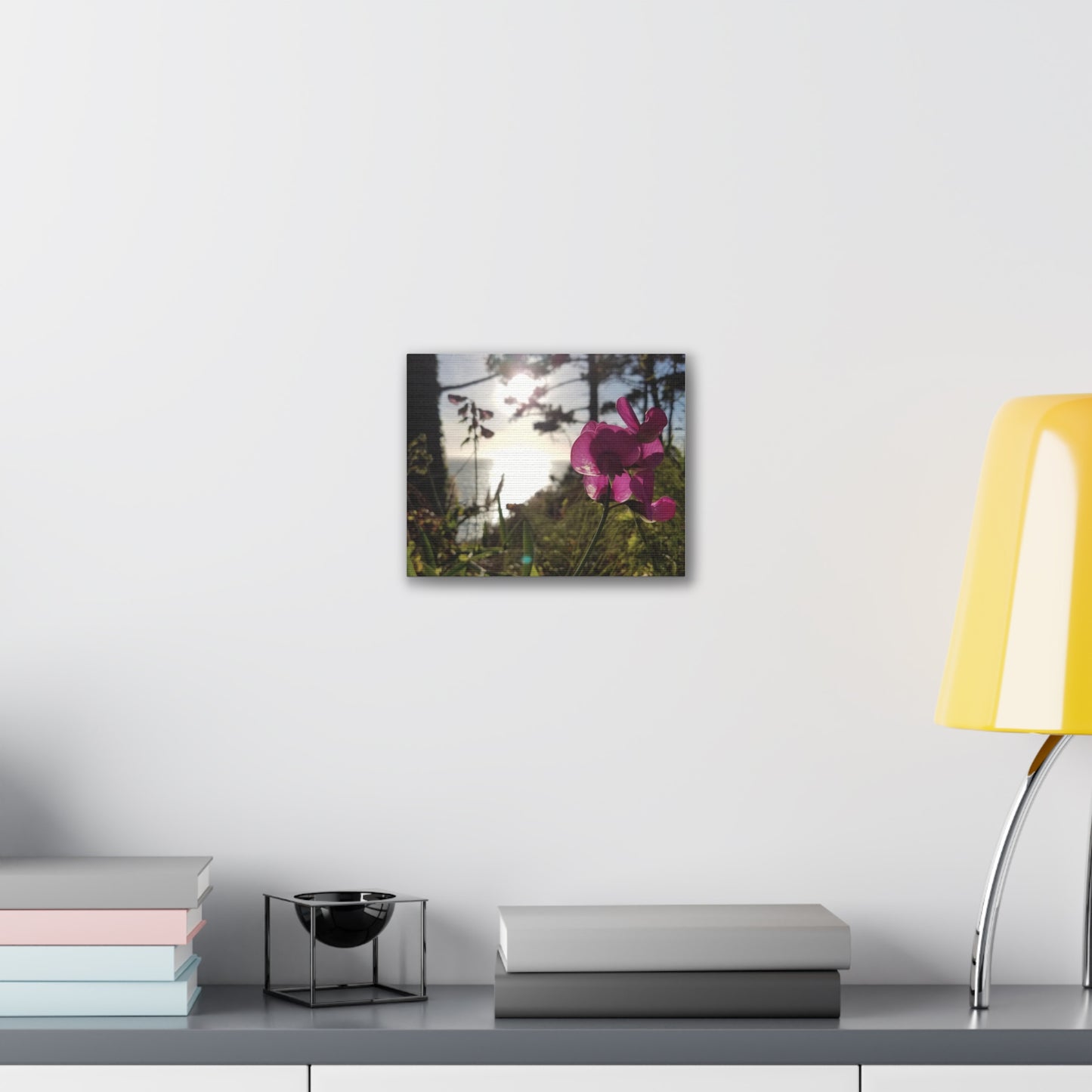 California Floral Sunset Canvas Print - Pacific Ocean Beach Wall Art - West Coast Purple Wildflowers Decor - Nature Inspired Home Gift