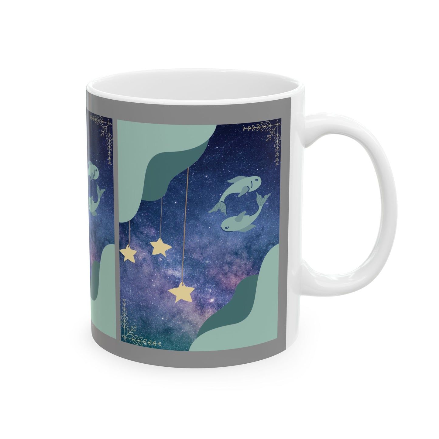 Pisces Two Fish Astrology Mug, Pisces Sign Mug, February/march Birthday Gift, Ceramic Beverage Mugs, Cosmos Tea Cup, Personalized Coffee Mug
