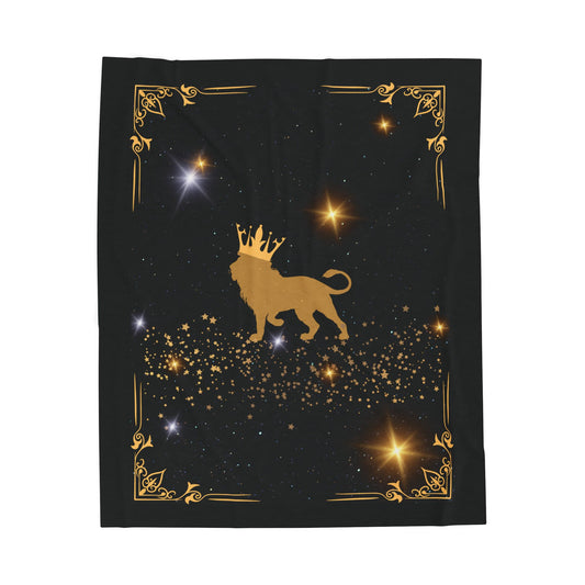 Experience Cosmic Comfort with Bottega KCarroll Collection's Plush Velveteen Zodiac Blankets and Throws Leo Sign Jul 23- Aug 22