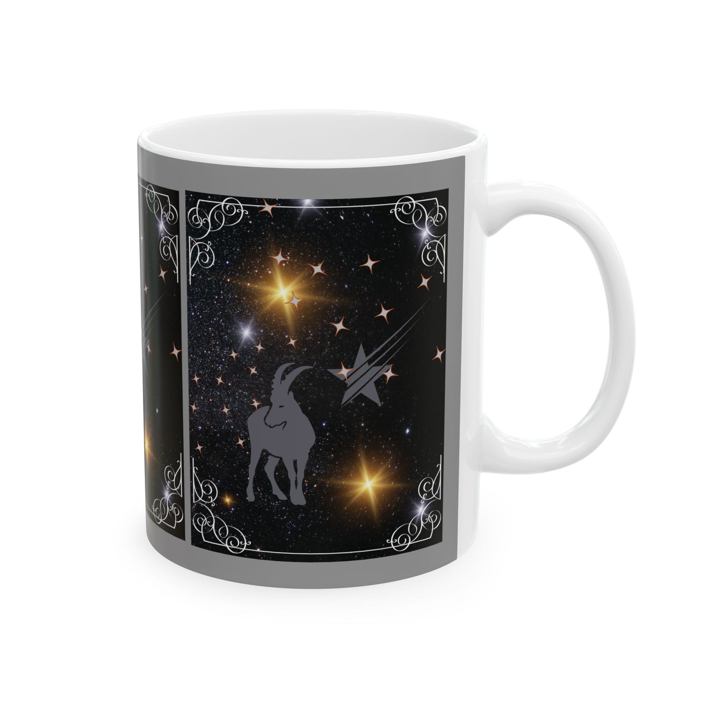 Capricorn Goat Coffee Mug, Personalized Name Zodiac Mug, Astrology Inspired Mug, 11 Ounce Coffee Cup, January Birthday Gifts, Star Sign Mug