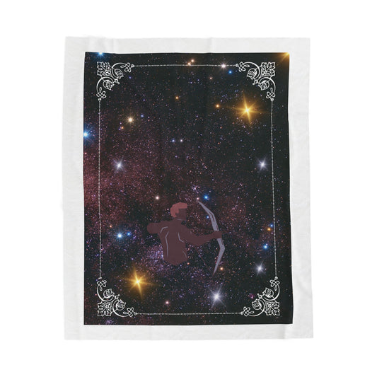 Experience Cosmic Comfort with Bottega KCarroll Collection's Plush Velveteen Zodiac Blankets and Throws Sagittarius Sign Nov 22- Dec 21