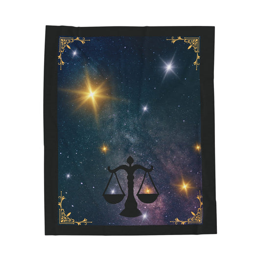 Experience Cosmic Comfort with Bottega KCarroll Collection's Plush Velveteen Zodiac Blankets and Throws Libra Sign Sep 23- Oct 22