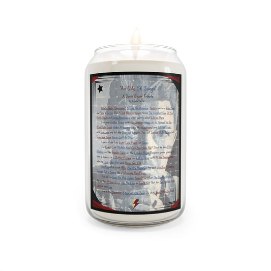 David Bowie Tribute Scented Candle An Ode, 56 Songs 13oz Artistic Fan Candle with Painting and Poem, Great for gifting