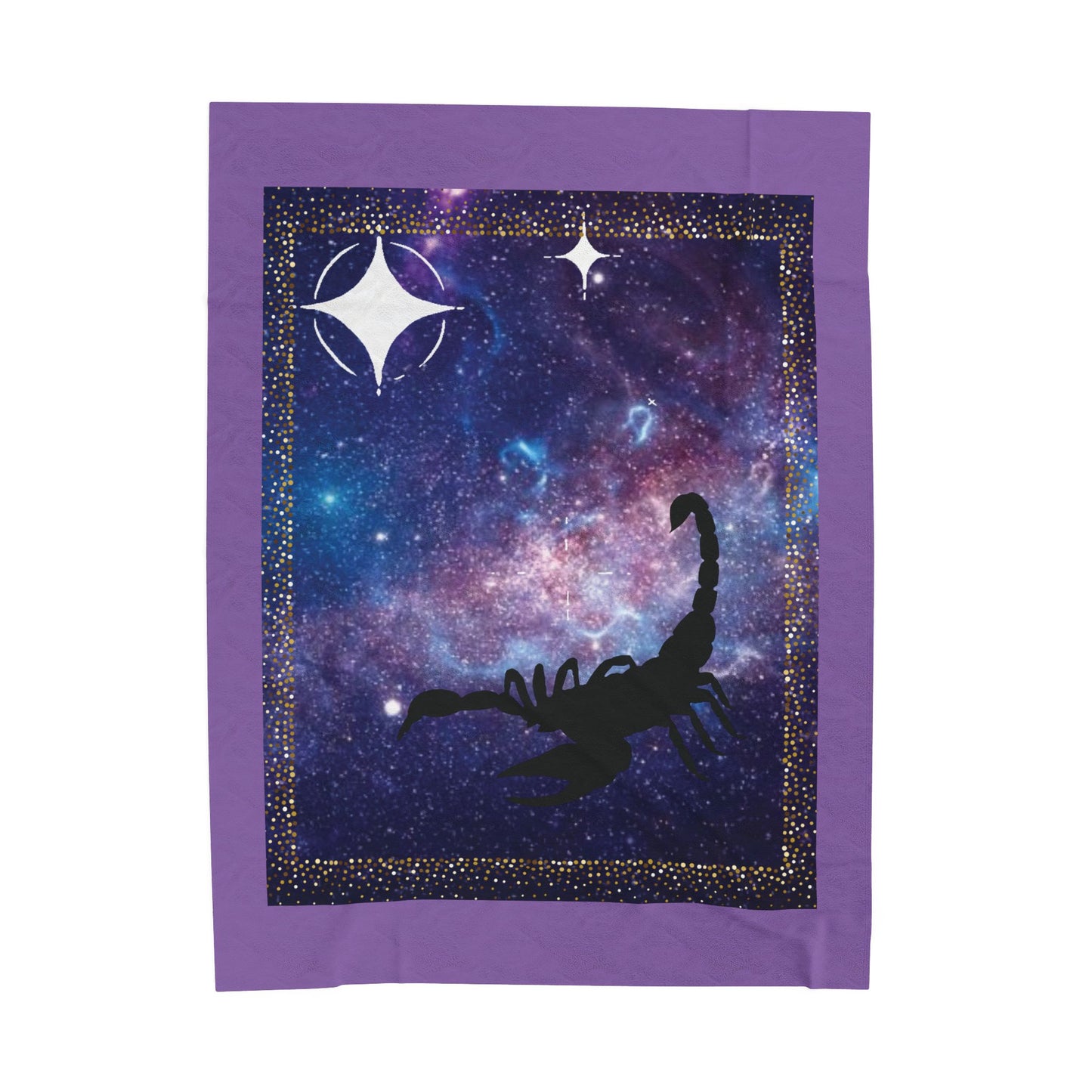 Experience Cosmic Comfort with Bottega KCarroll Collection's Plush Velveteen Zodiac Blankets and Throws Scorpio Sign Oct 23- Nov 21