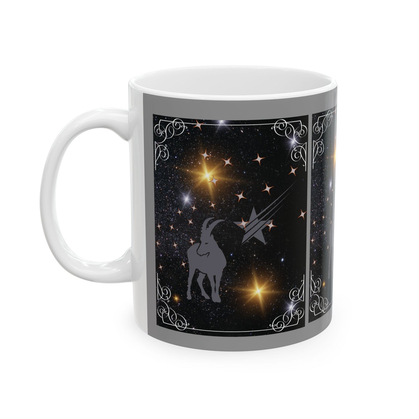 Capricorn Goat Coffee Mug, Personalized Name Zodiac Mug, Astrology Inspired Mug, 11 Ounce Coffee Cup, January Birthday Gifts, Star Sign Mug