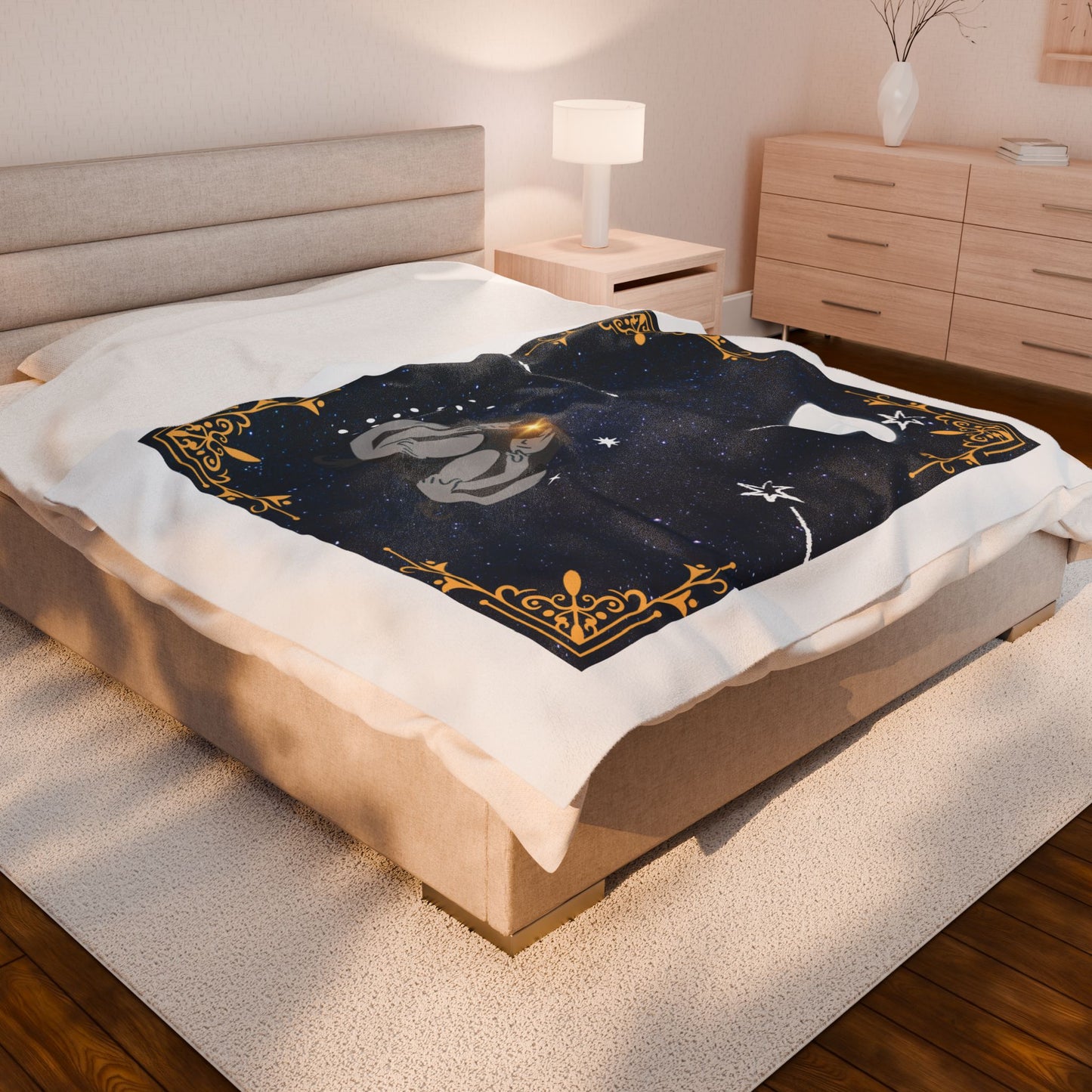 Experience Cosmic Comfort with Bottega KCarroll Collection's Plush Velveteen Zodiac Blankets and Throws Gemini Sign May 21- Jun 20