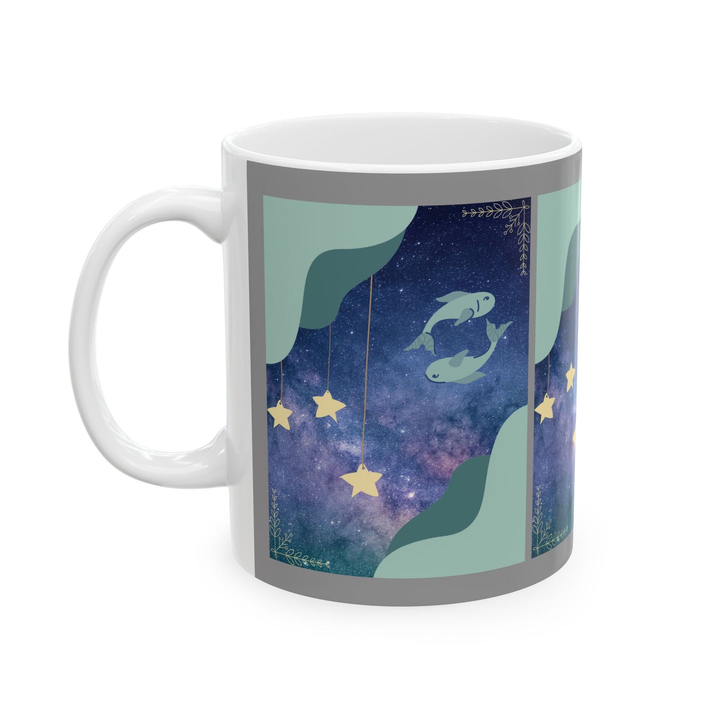Pisces Two Fish Astrology Mug, Pisces Sign Mug, February/march Birthday Gift, Ceramic Beverage Mugs, Cosmos Tea Cup, Personalized Coffee Mug