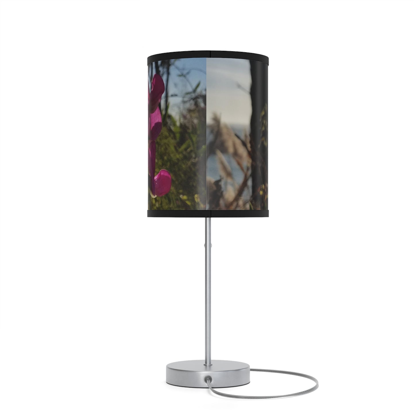 West Coast California, Pacific Ocean Wildflower Sunset, Floral Photography Print Art, Home Decor- Lamp on a Stand, US|CA plug