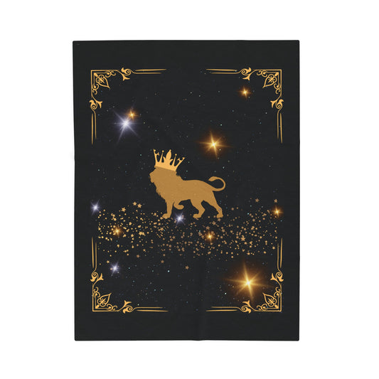 Experience Cosmic Comfort with Bottega KCarroll Collection's Plush Velveteen Zodiac Blankets and Throws Leo Sign Jul 23- Aug 22