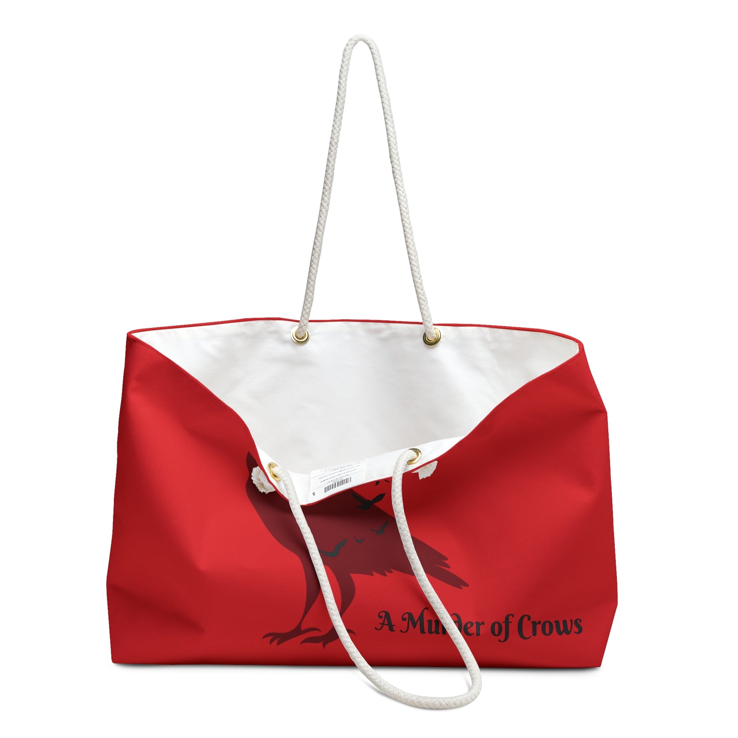 Crow Lovers Weekender Bag - Red Crow Purse - A Murder of Crows Shoulder Bag - Exclusive Bird Lovers Bag - Black Birds Overnight Bag Gift