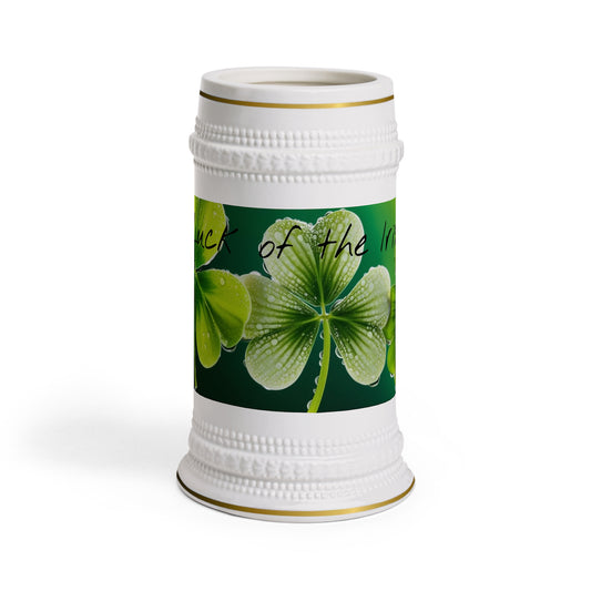 St. Patrick's Day Beer Stein Mug, Lucky Clover Decoration, Cheers to Good Luck, Unique Gift for Him, Irish Themed Party