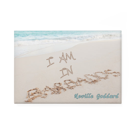 I AM IN BARBADOS - Neville Goddard - Inspirational - Button Magnet, Rectangle - Neville Goddard, I am , Law of Assumption/Attraction