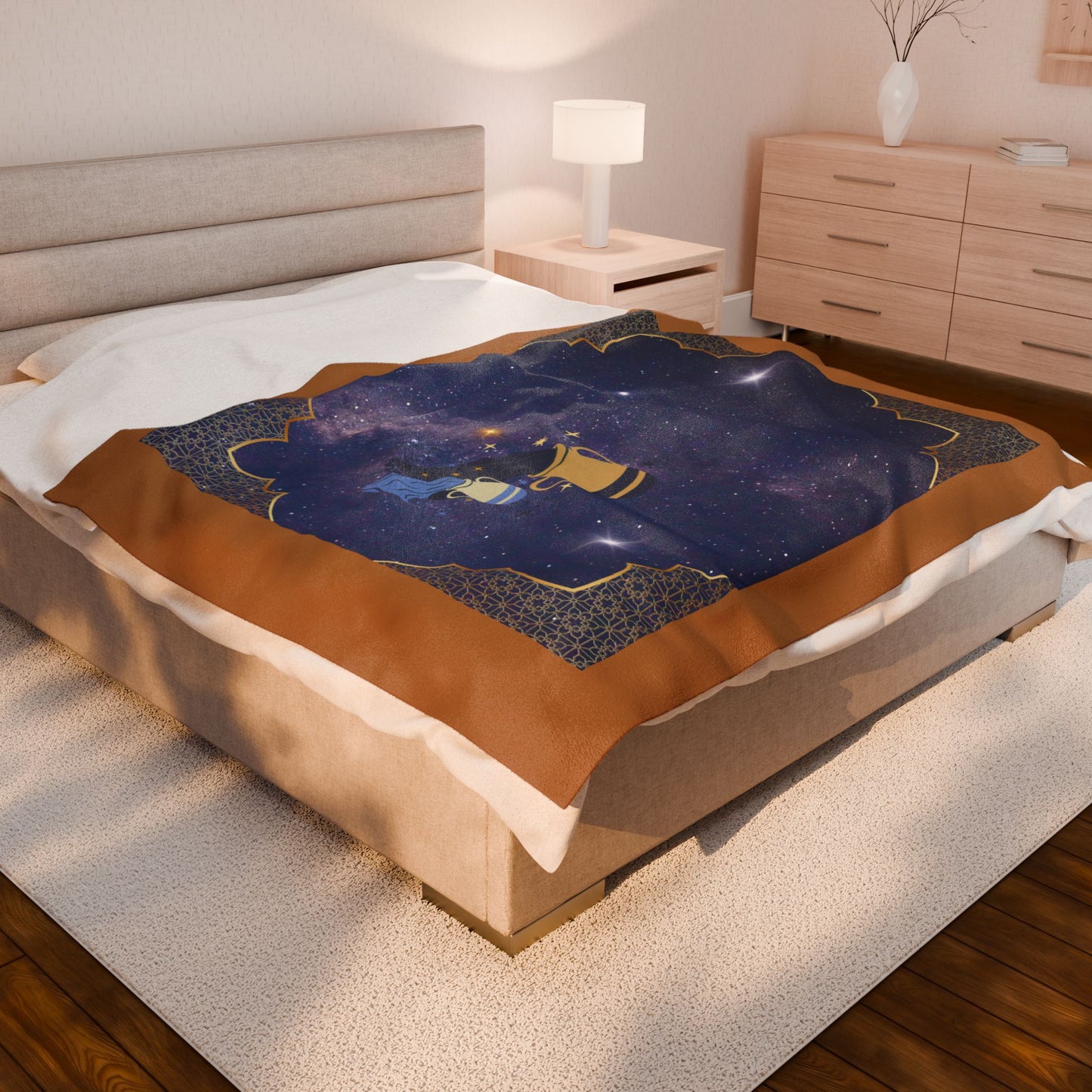 Experience Cosmic Comfort with Bottega KCarroll Collection's Plush Velveteen Zodiac Blankets and Throws Aquarius Sign Jan 20- Feb 18