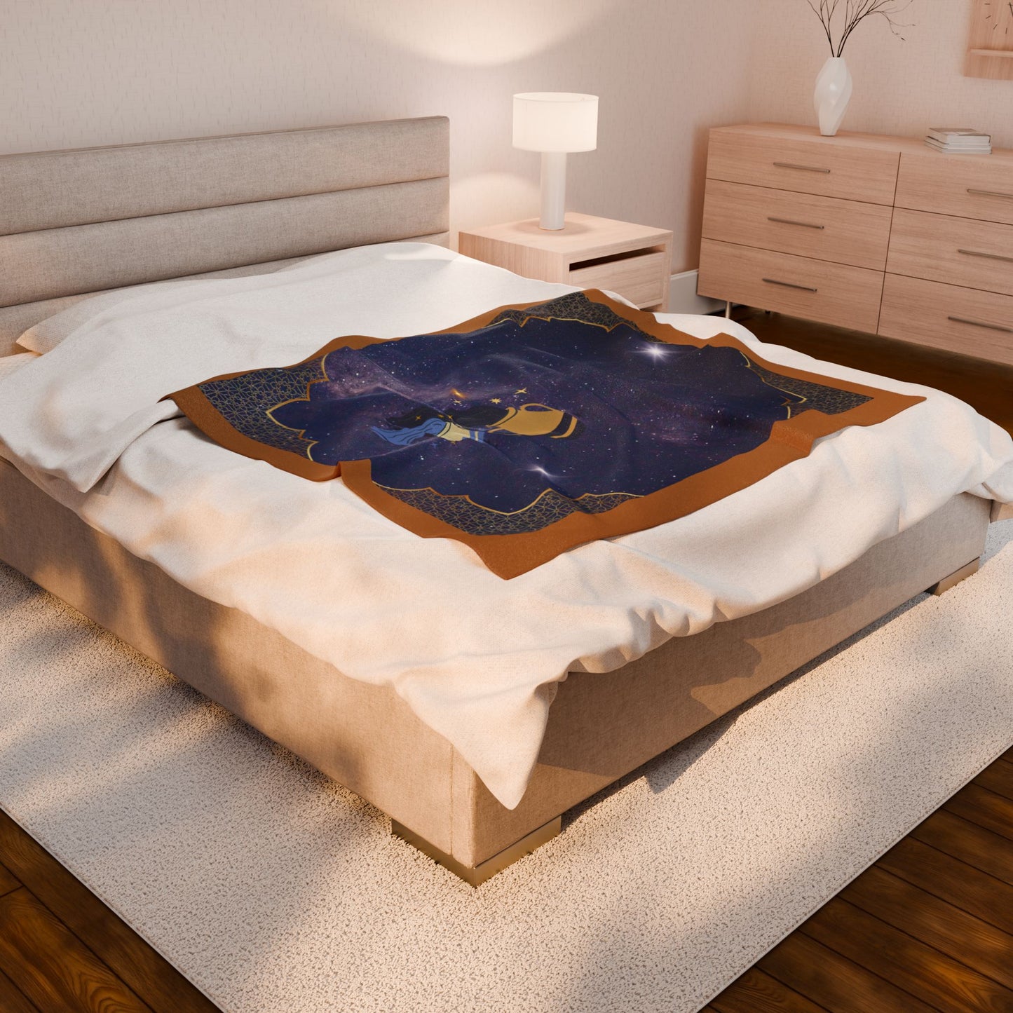 Experience Cosmic Comfort with Bottega KCarroll Collection's Plush Velveteen Zodiac Blankets and Throws Aquarius Sign Jan 20- Feb 18