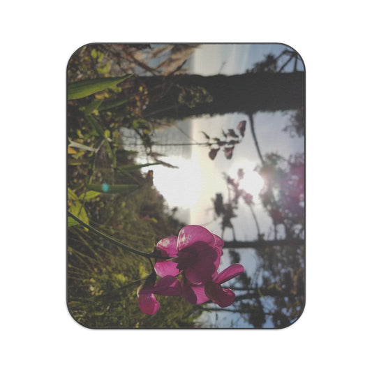 California Floral Picnic Blanket - Pacific Ocean Beach Blanket - West Coast Purple Wildflowers Travel Blanket - Nature Sunset Travel Gift