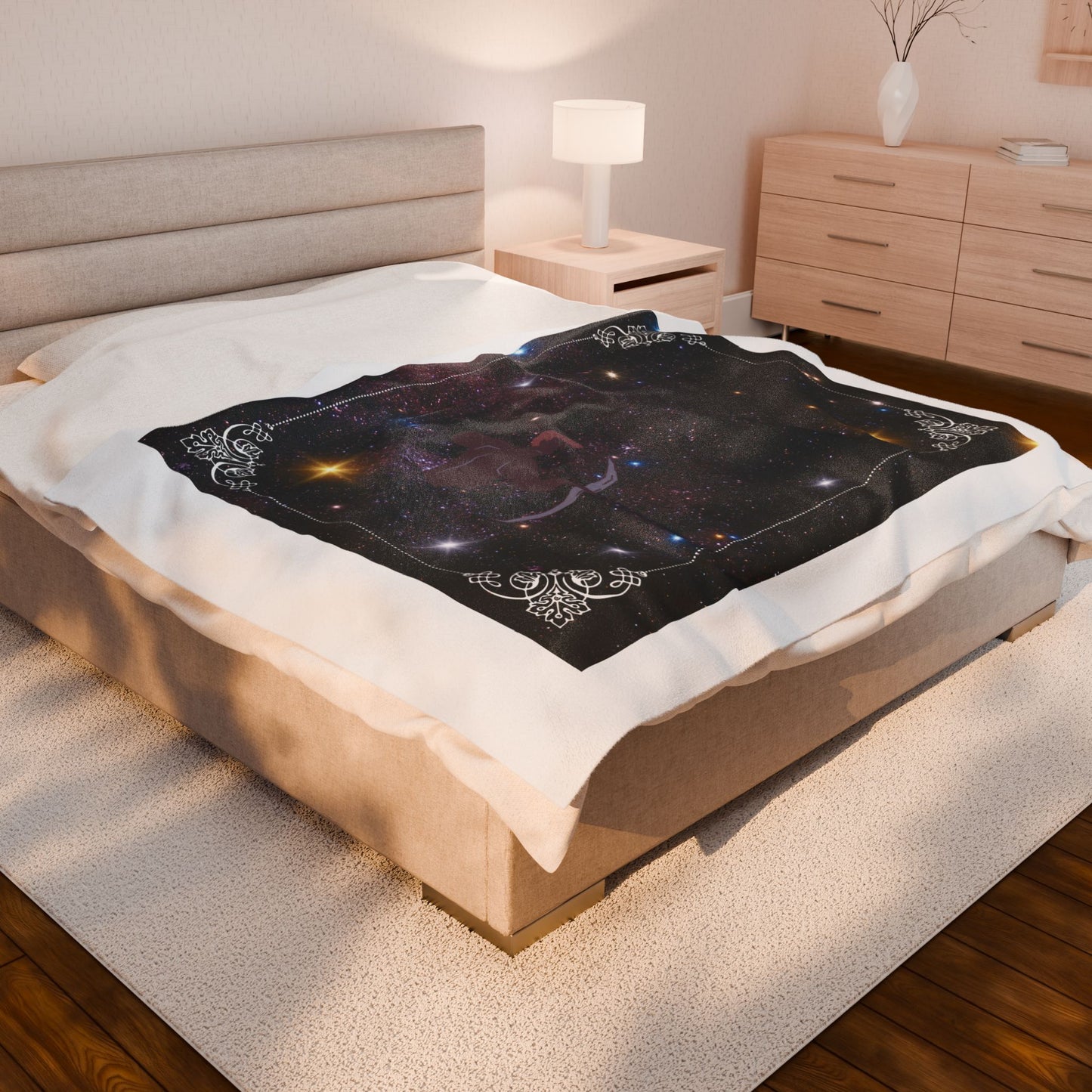 Experience Cosmic Comfort with Bottega KCarroll Collection's Plush Velveteen Zodiac Blankets and Throws Sagittarius Sign Nov 22- Dec 21