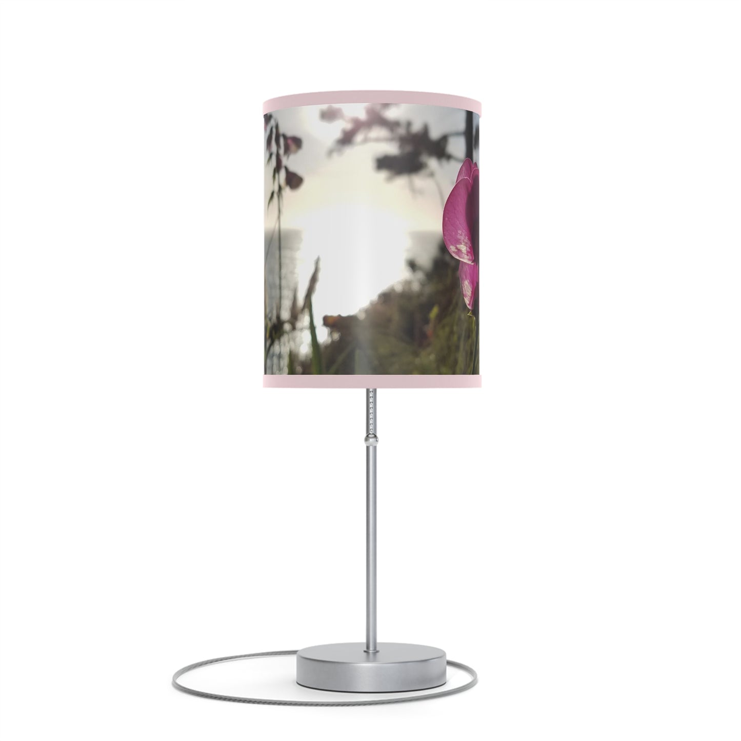 West Coast California, Pacific Ocean Wildflower Sunset, Floral Photography  Print Art, Home Decor- Lamp on a Stand, US|CA plug