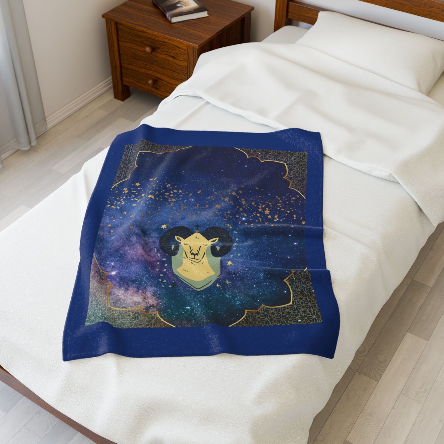 Experience Cosmic Comfort with Bottega KCarroll Collection's Plush Velveteen Zodiac Blankets and Throws Aries Sign Mar 21- Apr 19
