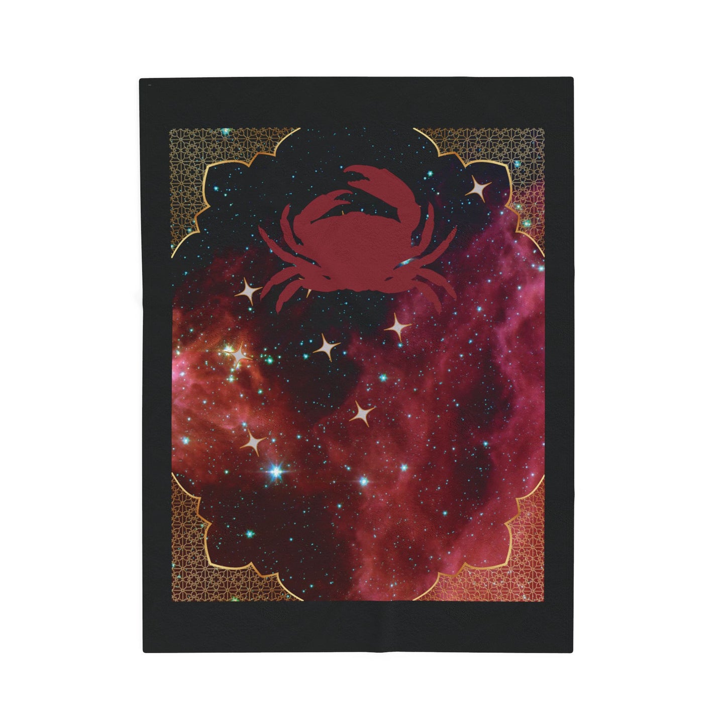 Experience Cosmic Comfort with Bottega KCarroll Collection's Plush Velveteen Zodiac Blankets and Throws Cancer Sign Jun 21- Jul 22
