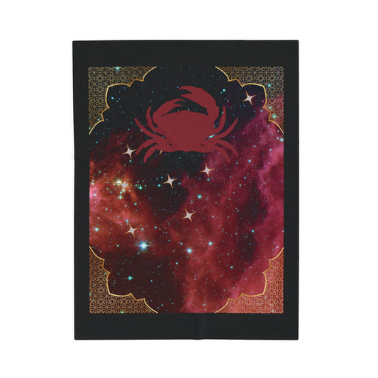 Experience Cosmic Comfort with Bottega KCarroll Collection's Plush Velveteen Zodiac Blankets and Throws Cancer Sign Jun 21- Jul 22