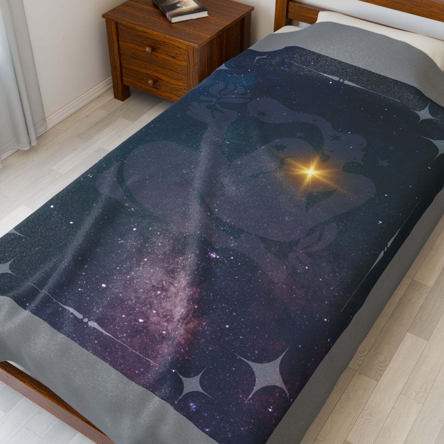 Experience Cosmic Comfort with Bottega KCarroll Collection's Plush Velveteen Zodiac Blankets and Throws Virgo Sign Aug 23- Sep 22