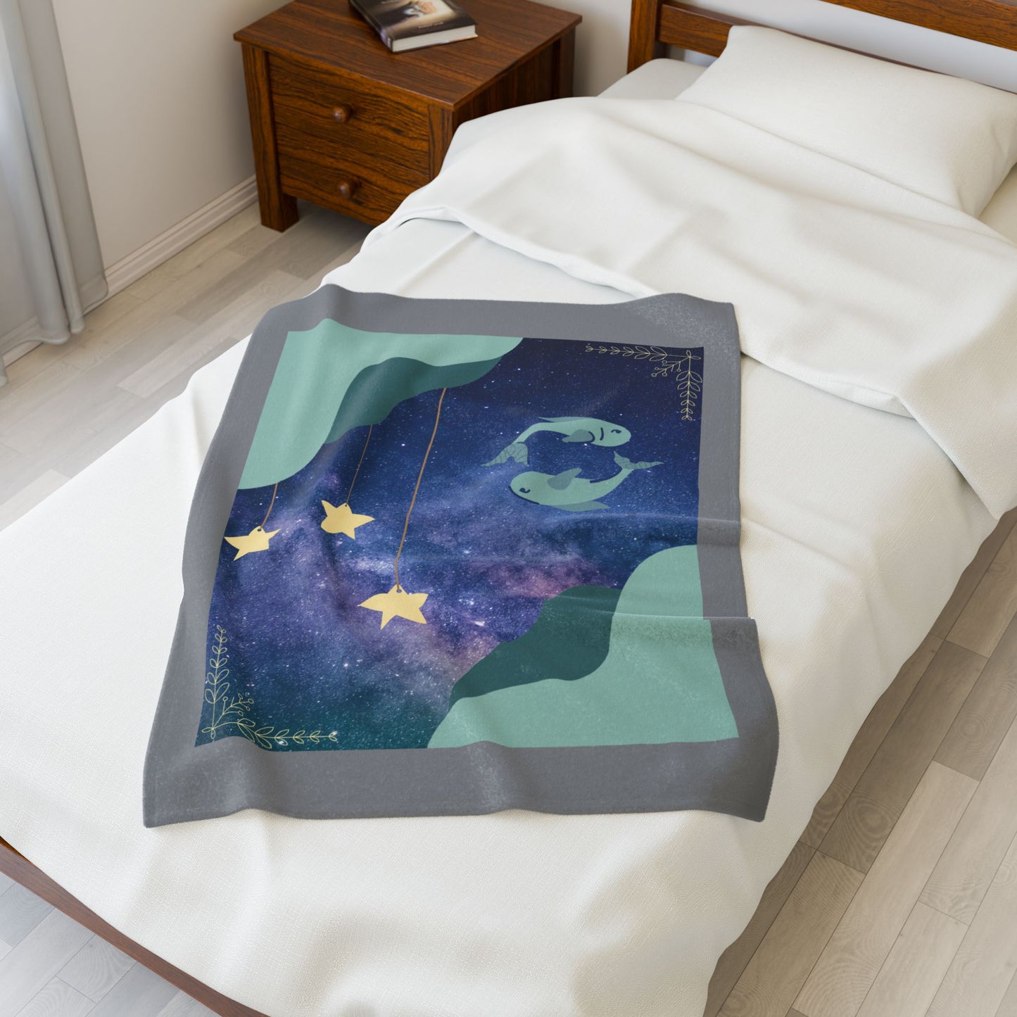 Experience Cosmic Comfort with Bottega KCarroll Collection's Plush Velveteen Zodiac Blankets and Throws Pisces Sign Feb 19- Mar 20
