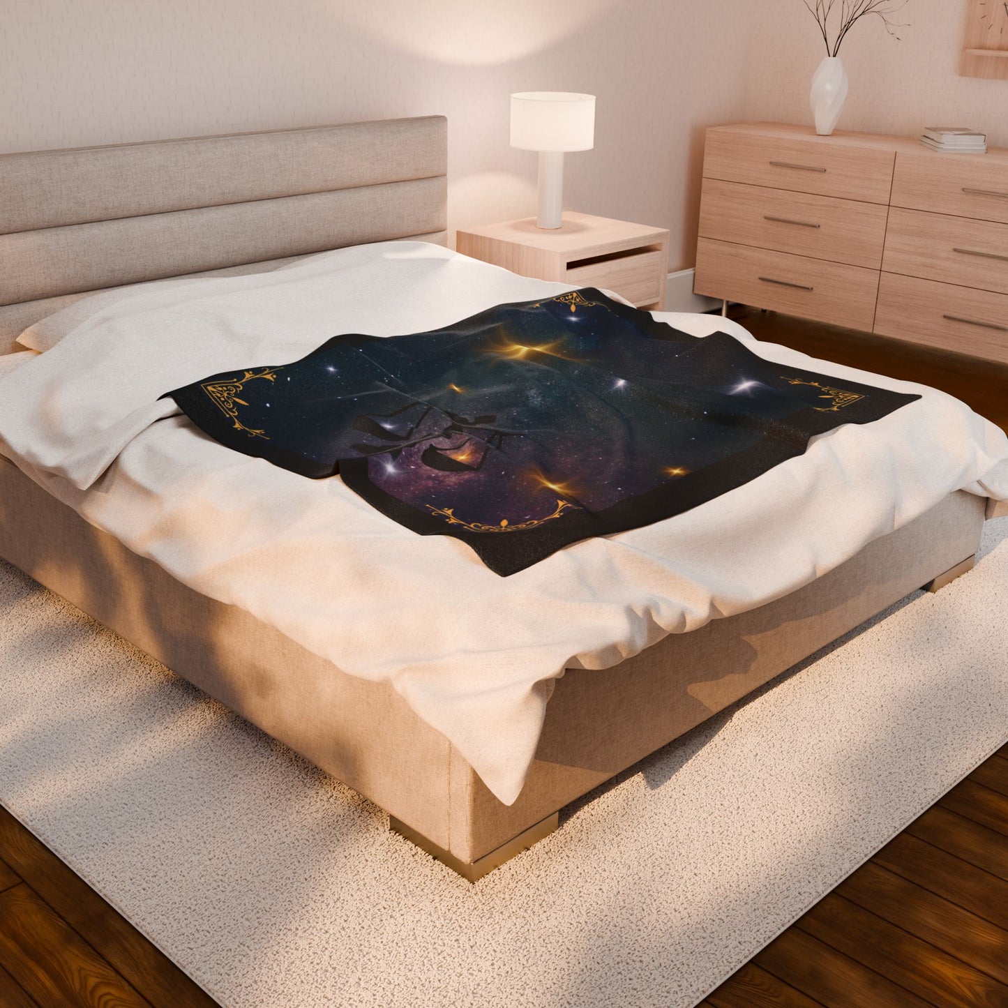 Experience Cosmic Comfort with Bottega KCarroll Collection's Plush Velveteen Zodiac Blankets and Throws Libra Sign Sep 23- Oct 22