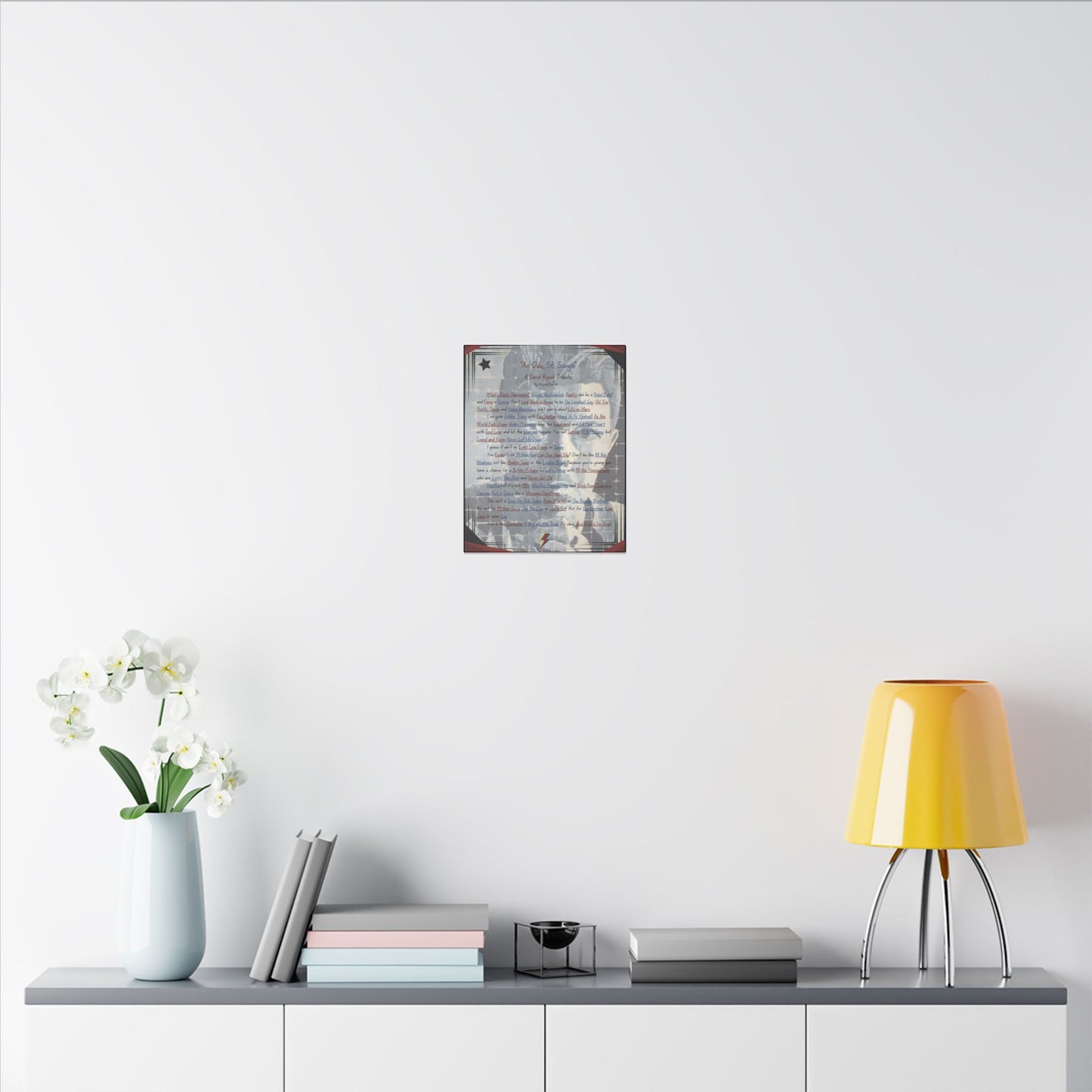 David Bowie Canvas Print, Music Art Wall Decor, David Bowie Tribute 'An Ode 56 Songs' Fan Art, Matte Stretched Canvas Painting Print