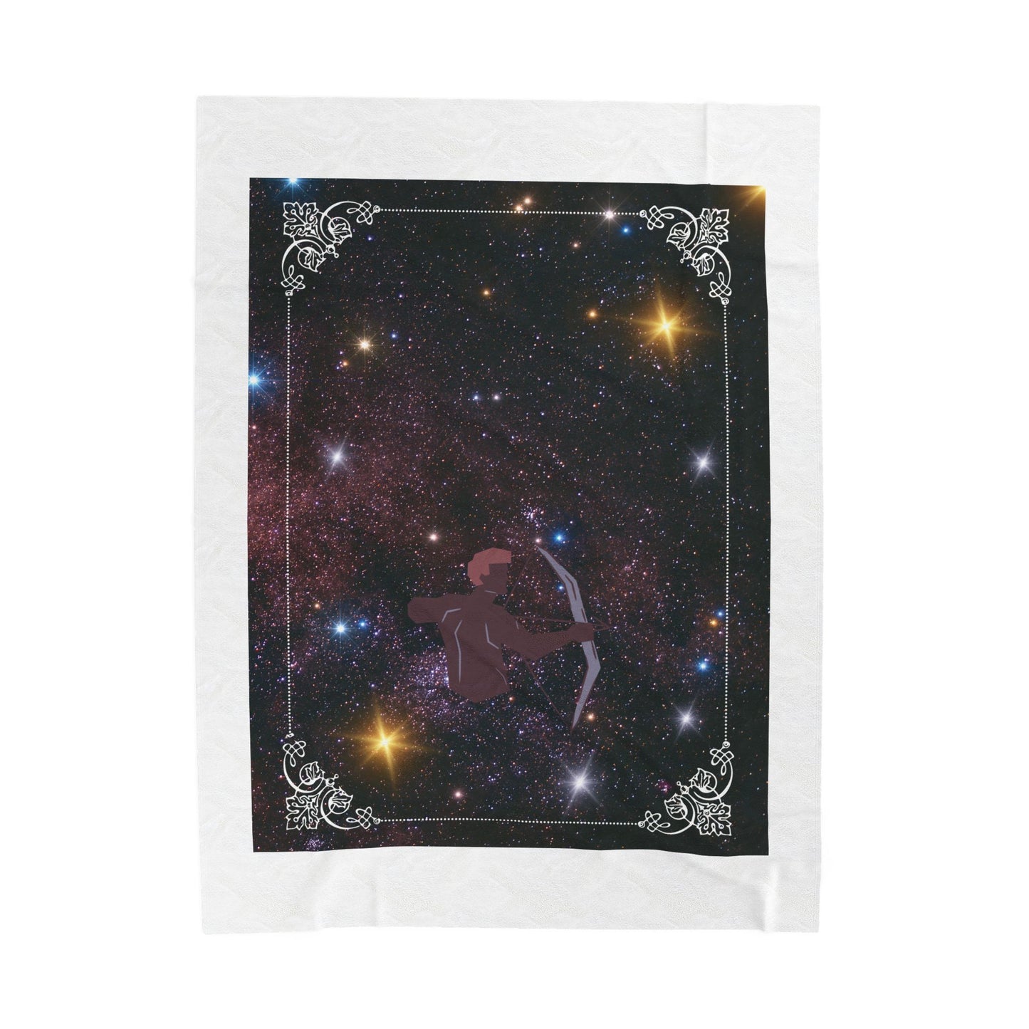 Experience Cosmic Comfort with Bottega KCarroll Collection's Plush Velveteen Zodiac Blankets and Throws Sagittarius Sign Nov 22- Dec 21