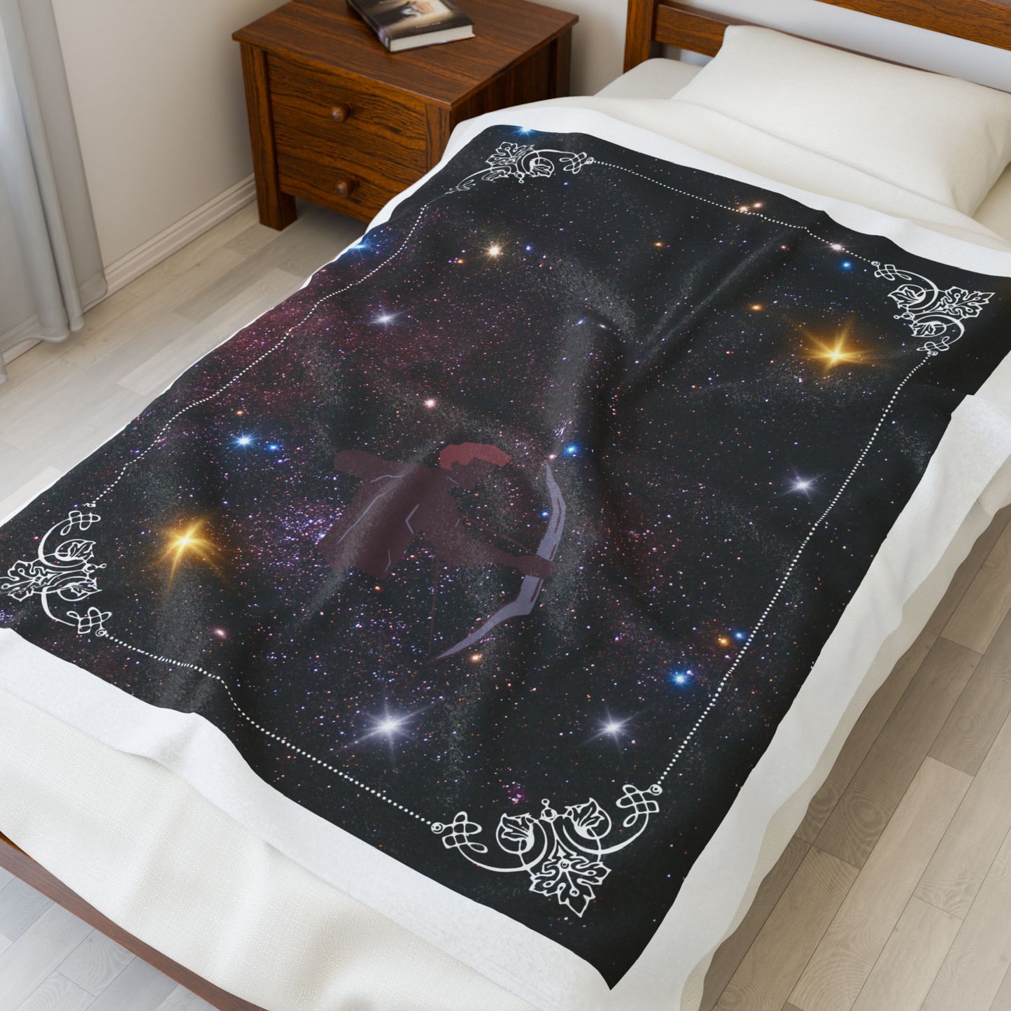 Experience Cosmic Comfort with Bottega KCarroll Collection's Plush Velveteen Zodiac Blankets and Throws Sagittarius Sign Nov 22- Dec 21