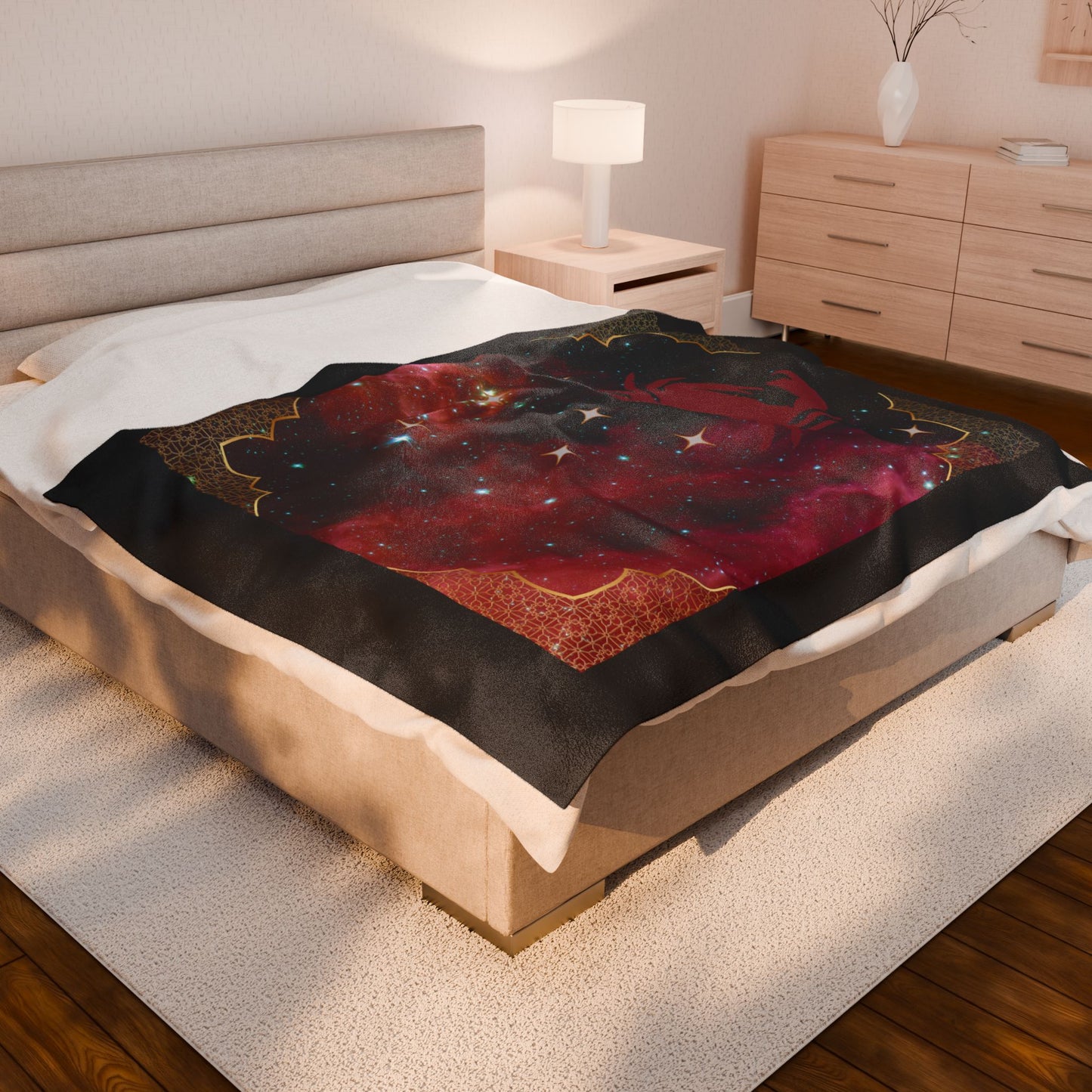 Experience Cosmic Comfort with Bottega KCarroll Collection's Plush Velveteen Zodiac Blankets and Throws Cancer Sign Jun 21- Jul 22