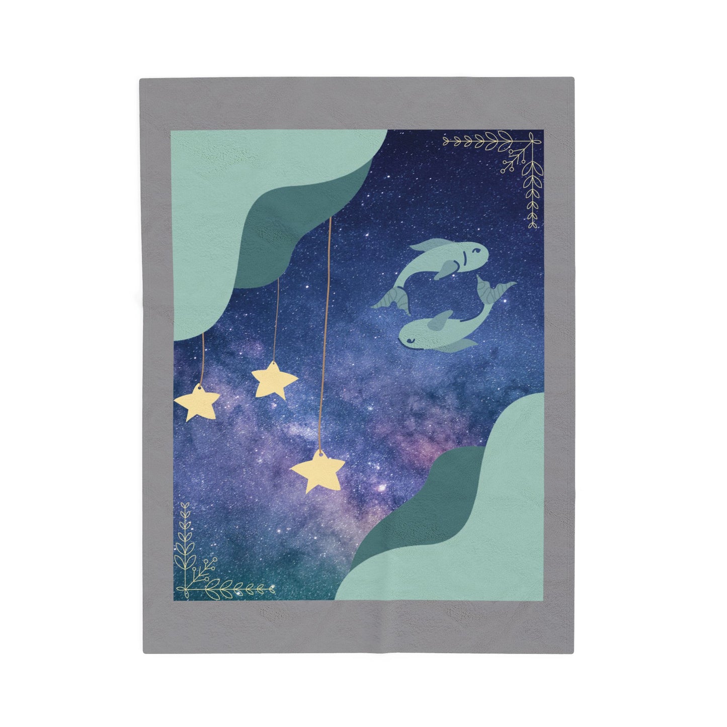 Experience Cosmic Comfort with Bottega KCarroll Collection's Plush Velveteen Zodiac Blankets and Throws Pisces Sign Feb 19- Mar 20