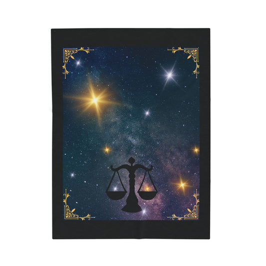 Experience Cosmic Comfort with Bottega KCarroll Collection's Plush Velveteen Zodiac Blankets and Throws Libra Sign Sep 23- Oct 22