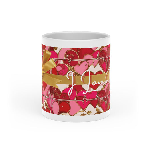 Heartbeat Mug, Valentine's Sweetheart Mug, Heart-Shaped Mug, I Love You Coffee Cup, Happy Valentine's Day, Love Gift for Anniversary