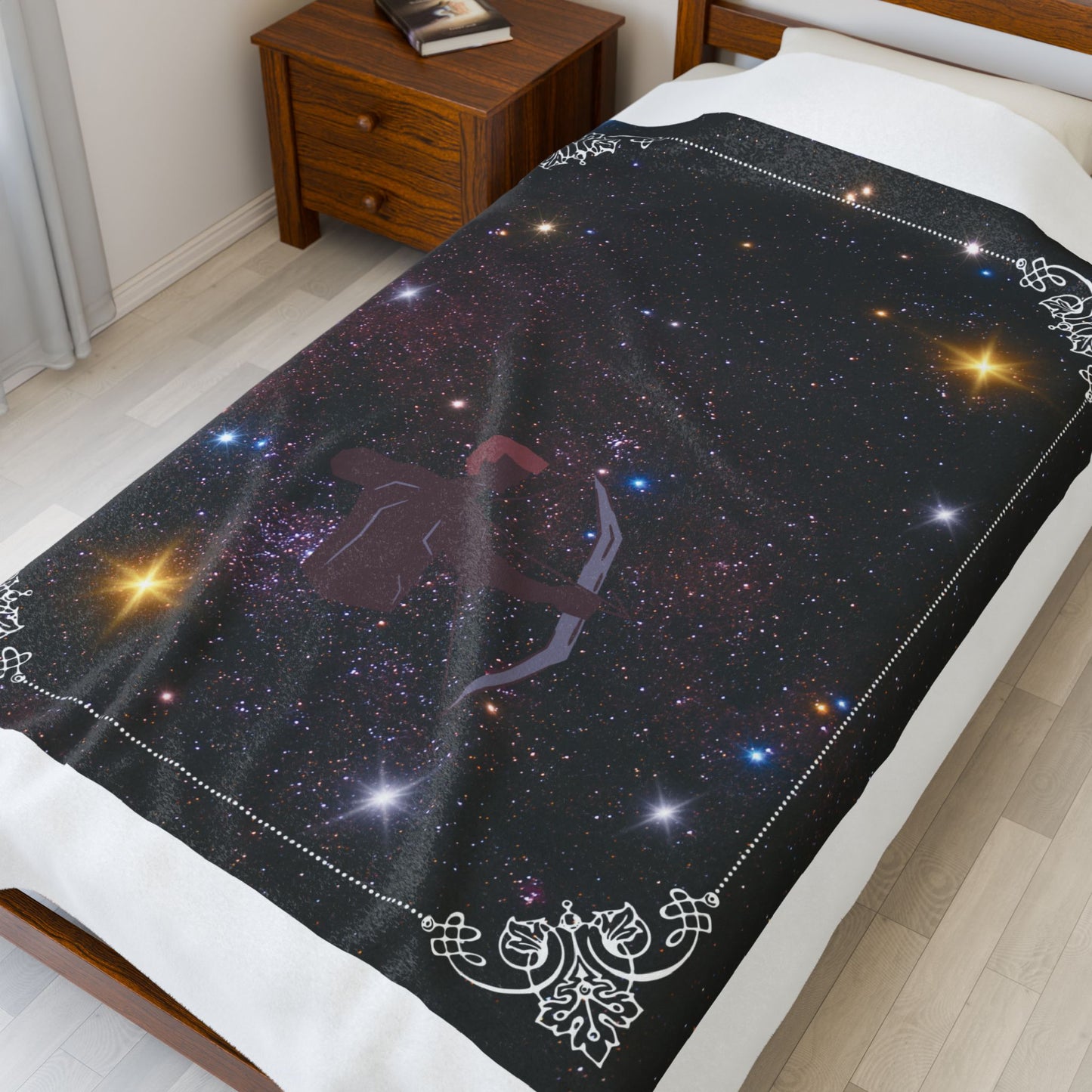 Experience Cosmic Comfort with Bottega KCarroll Collection's Plush Velveteen Zodiac Blankets and Throws Sagittarius Sign Nov 22- Dec 21