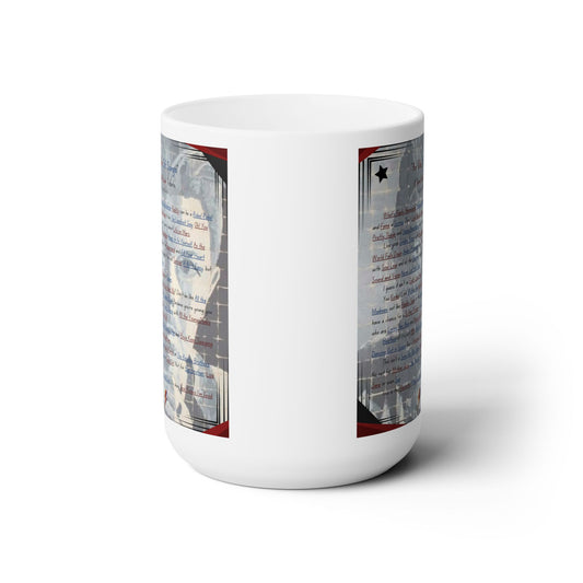 David Bowie Tribute "An Ode, 56 Songs" Ceramic Mug 15oz, Fan Art Print Art, Rock N Roll Art for your Coffee, Tea & Cocoa
