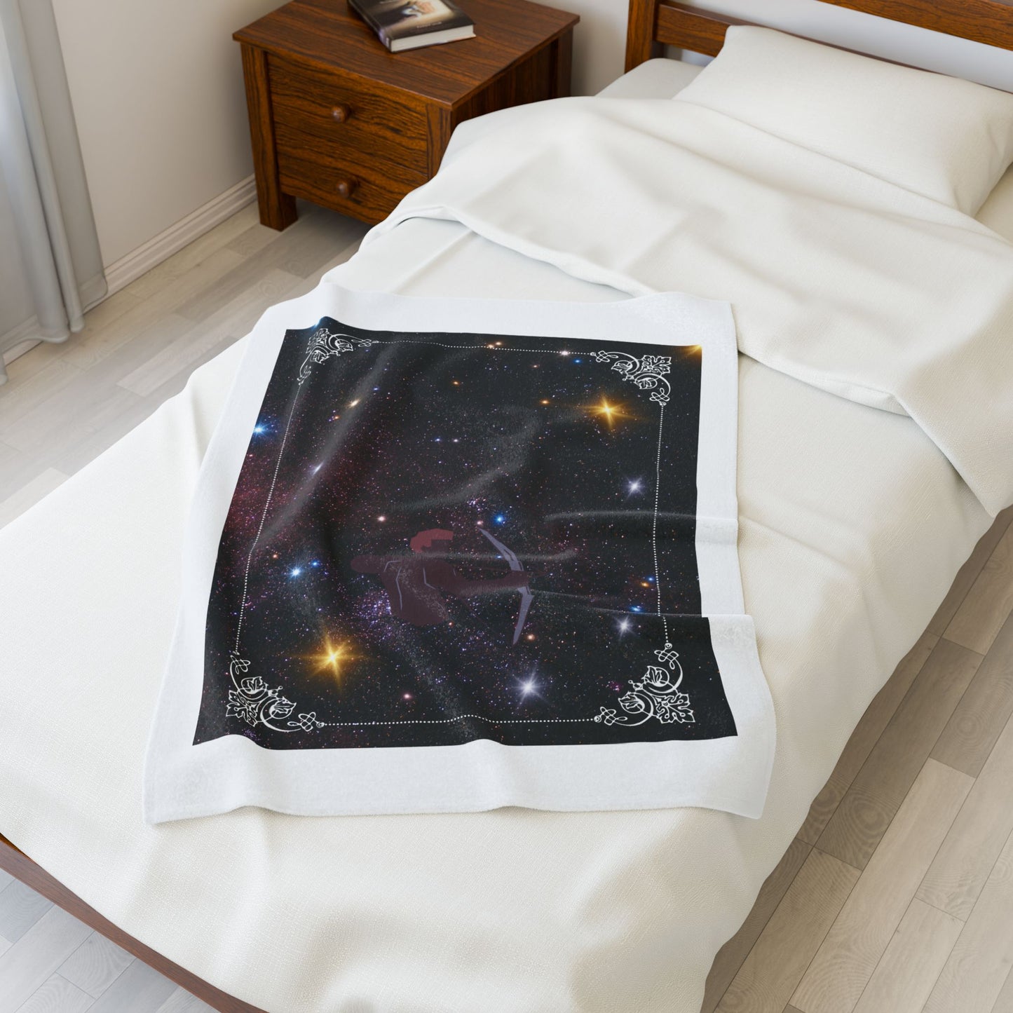 Experience Cosmic Comfort with Bottega KCarroll Collection's Plush Velveteen Zodiac Blankets and Throws Sagittarius Sign Nov 22- Dec 21