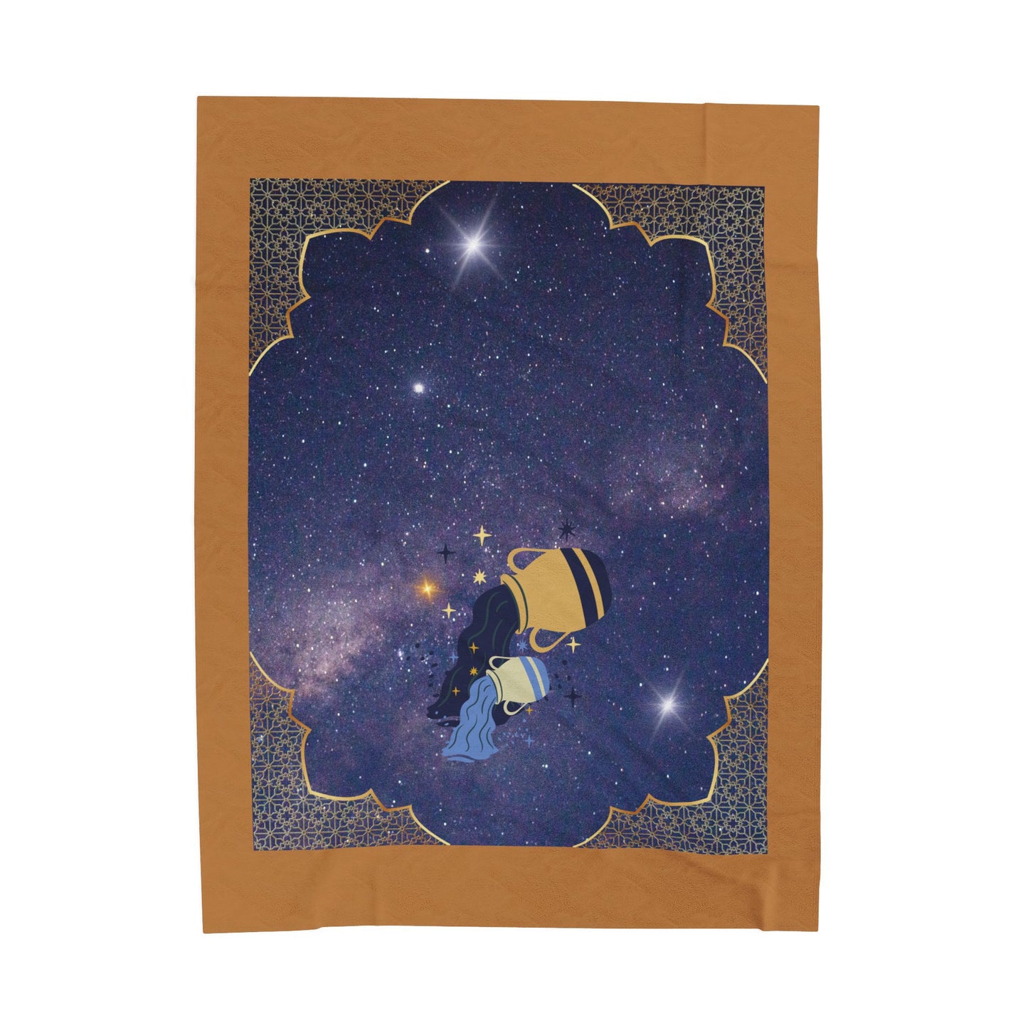 Experience Cosmic Comfort with Bottega KCarroll Collection's Plush Velveteen Zodiac Blankets and Throws Aquarius Sign Jan 20- Feb 18