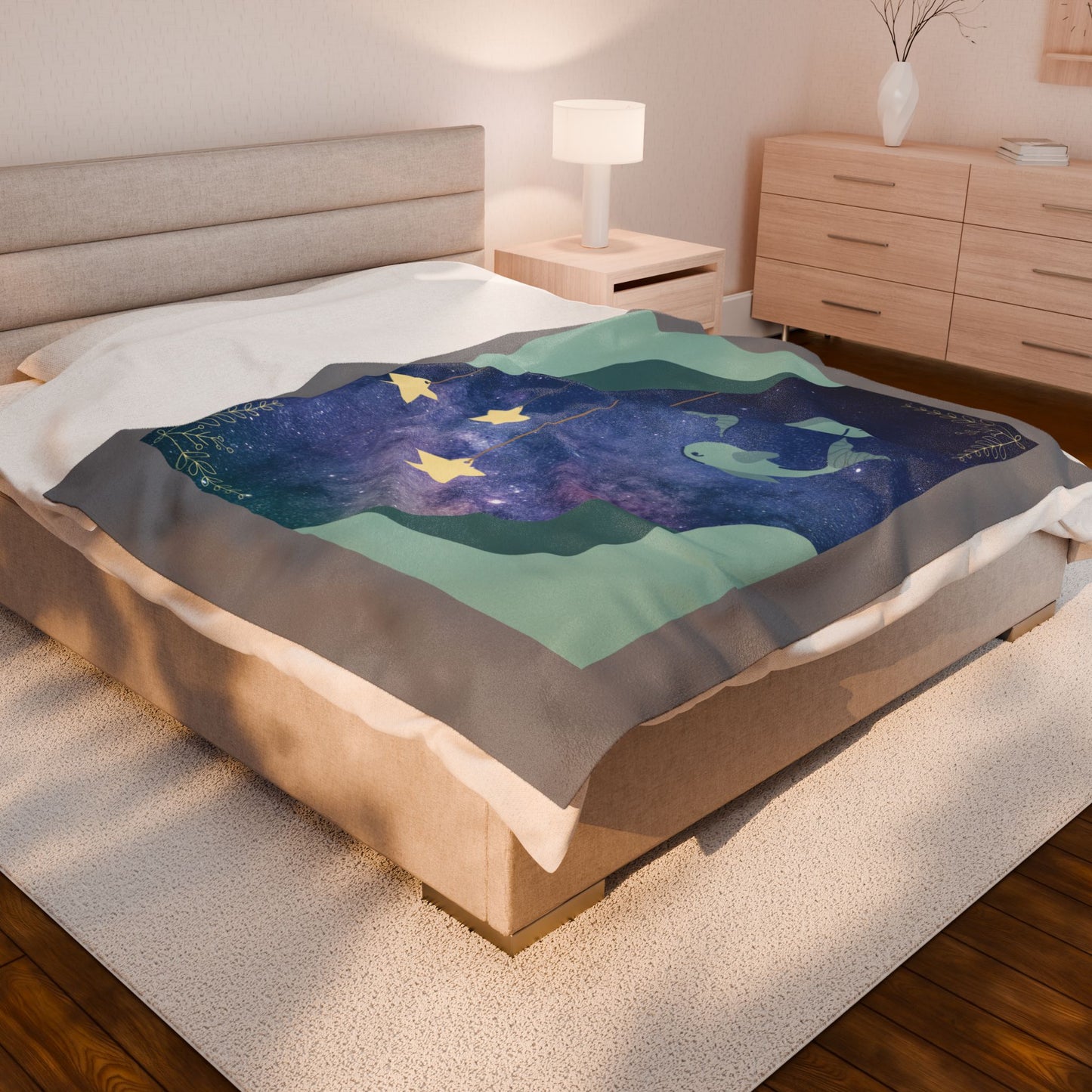 Experience Cosmic Comfort with Bottega KCarroll Collection's Plush Velveteen Zodiac Blankets and Throws Pisces Sign Feb 19- Mar 20